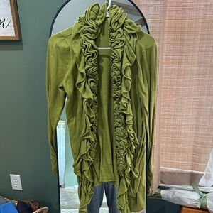 Madison Olive Ruffled Knit Top